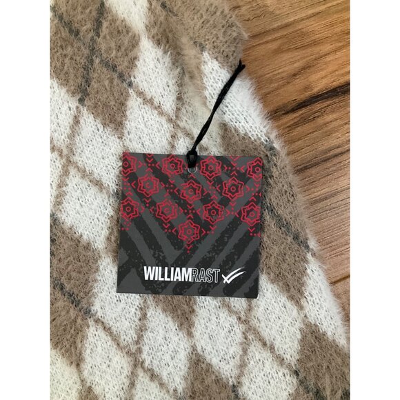 NWT WilliamRast Women's Tan and White Diamond  V-Neck Sweater Vest  Size: Small - Picture 6 of 10